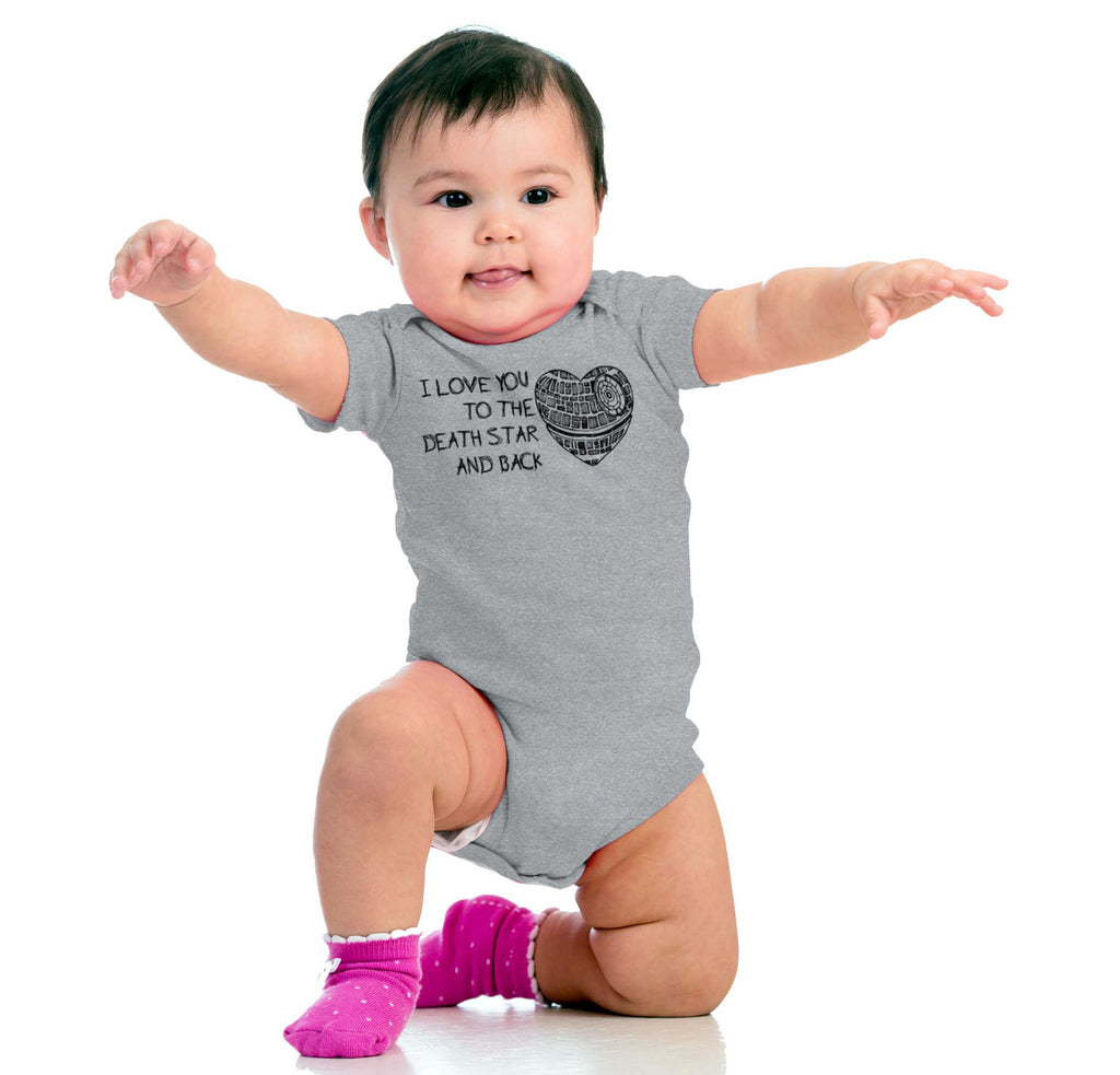 Love You Death Star Romper Bodysuit-Direct To Garment Print-Brisco Baby