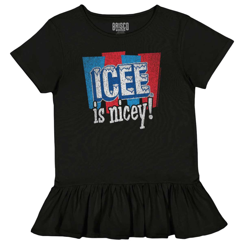 Icee Is Nicey Toddler Ruffle Bottom Tee-Direct To Garment Print-Brisco Baby