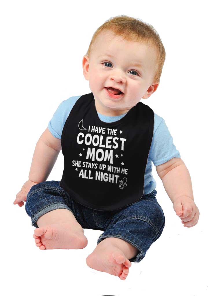 Coolest Mom Infant Baby Bib-Direct To Garment Print-Brisco Baby