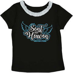 Sent From Heaven Toddler Ruffled Trim T-Shirt-Direct To Garment Print-Brisco Baby