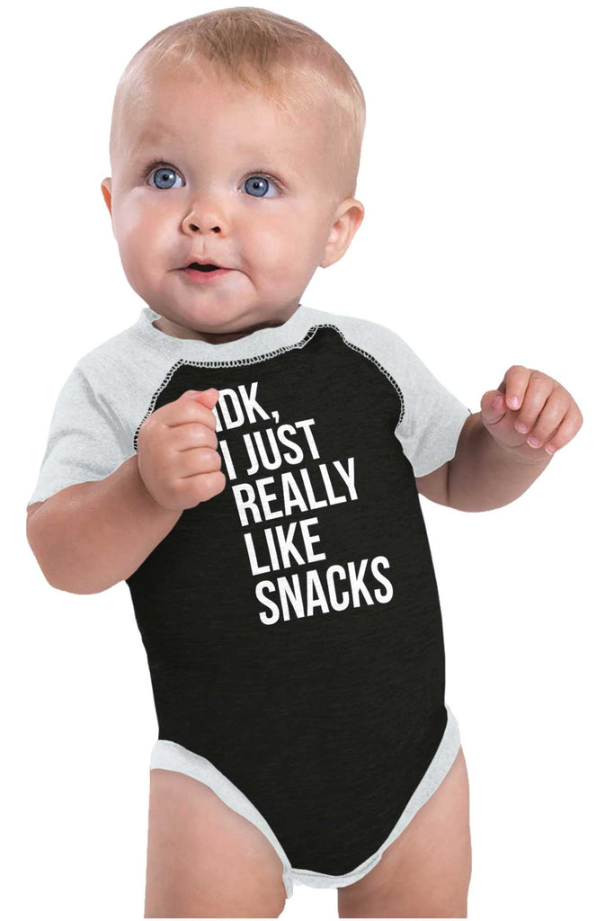 Really Like Snacks Raglan Romper Bodysuit-Direct To Garment Print-Brisco Baby