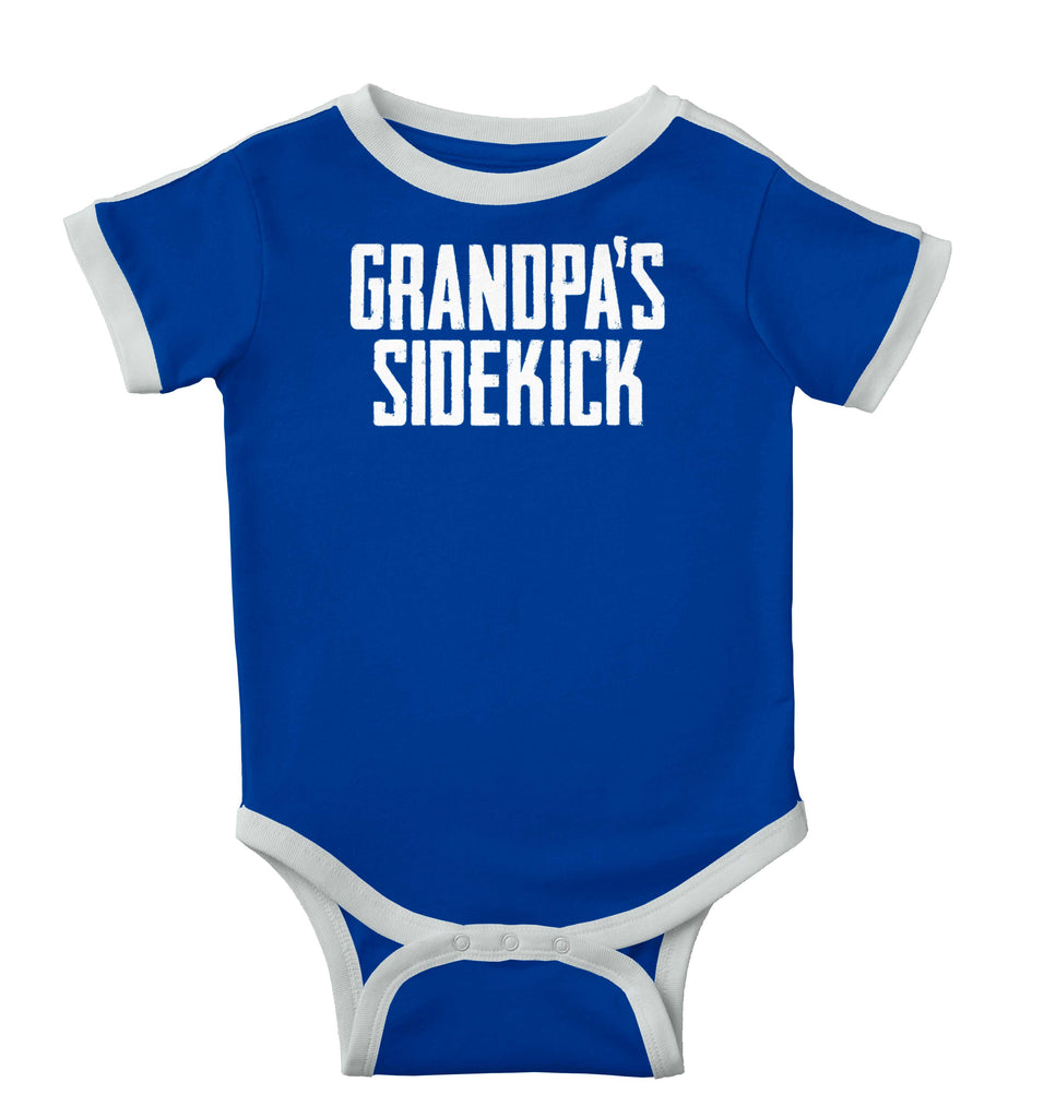 Grandpa's Sidekick Ringer Romper Bodysuit-Direct To Garment Print-Brisco Baby