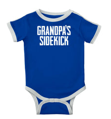 Grandpa's Sidekick Ringer Romper Bodysuit-Direct To Garment Print-Brisco Baby