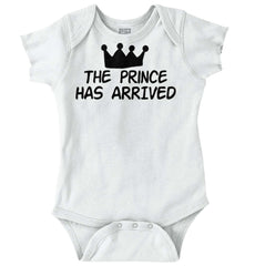 The Prince Has Arrived Romper Bodysuit-Direct To Garment Print-Brisco Baby