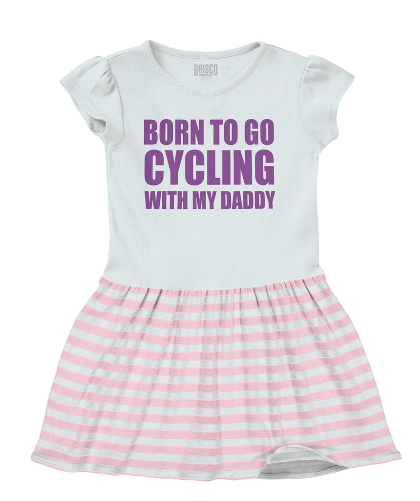 Cycling With Daddy Baby Striped Skirt Dress-Direct To Garment Print-Brisco Baby