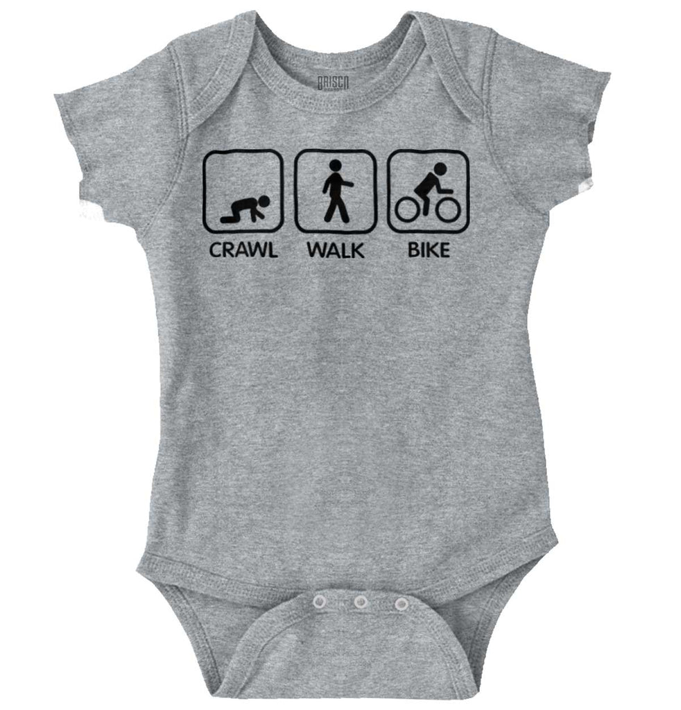 Crawl Walk Bike Romper Bodysuit-Direct To Garment Print-Brisco Baby