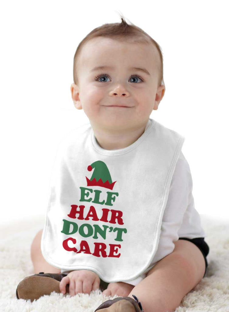 Elf Hair Don't Care Infant Baby Bib-Direct To Garment Print-Brisco Baby