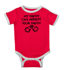 Arrest Your Daddy Ringer Romper Bodysuit-Direct To Garment Print-Brisco Baby