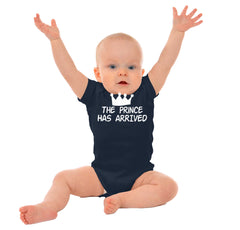 The Prince Has Arrived Romper Bodysuit-Direct To Garment Print-Brisco Baby
