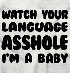 Watch Your Language Romper Bodysuit-Direct To Garment Print-Brisco Baby