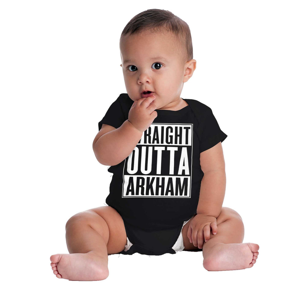 Straight Outta Arkham Romper Bodysuit-Direct To Garment Print-Brisco Baby