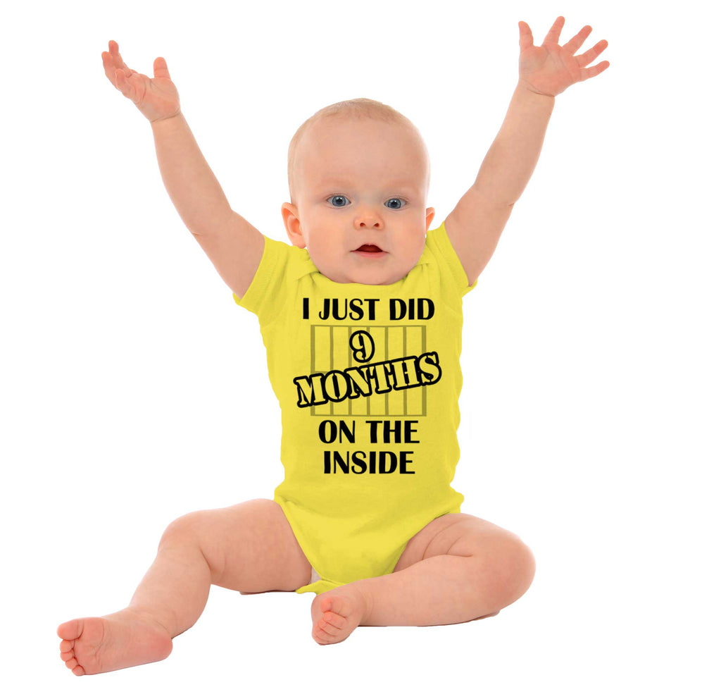 9 Months On The Inside Romper Bodysuit-Direct To Garment Print-Brisco Baby