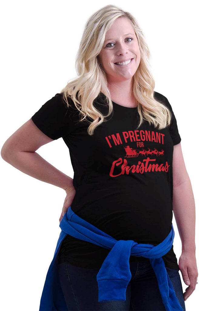I'm Pregnant For Christmas Santa Maternity T-Shirt-Direct To Garment Print-Brisco Baby