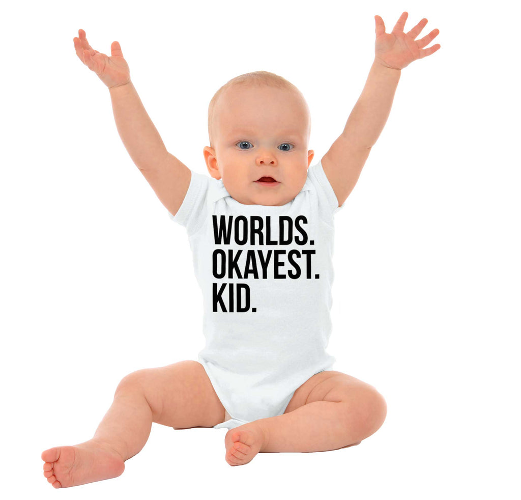 Worlds Okayest Kid Romper Bodysuit-Direct To Garment Print-Brisco Baby