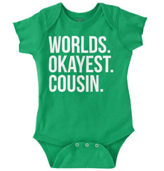 Worlds Okayest Cousin Romper Bodysuit-Direct To Garment Print-Brisco Baby