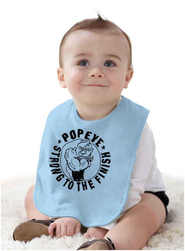 Popeye To The Finish Infant Baby Bib-Direct To Garment Print-Brisco Baby