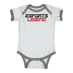 Sports Legend Professional Gamer Baby Ruffled Trim Romper-Direct To Garment Print-Brisco Baby