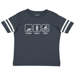 Crawl Walk Bike Toddler Football Jersey Tee-Direct To Garment Print-Brisco Baby