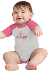 He Answered Raglan Romper Bodysuit-Direct To Garment Print-Brisco Baby