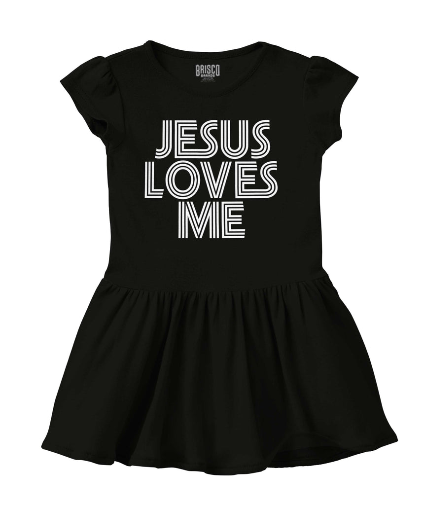 Christ Loves Me Solid Baby Infant Dress-Direct To Garment Print-Brisco Baby