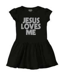 Christ Loves Me Solid Baby Infant Dress-Direct To Garment Print-Brisco Baby