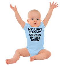 Aunt Has Cousin In Oven Romper Bodysuit-Direct To Garment Print-Brisco Baby