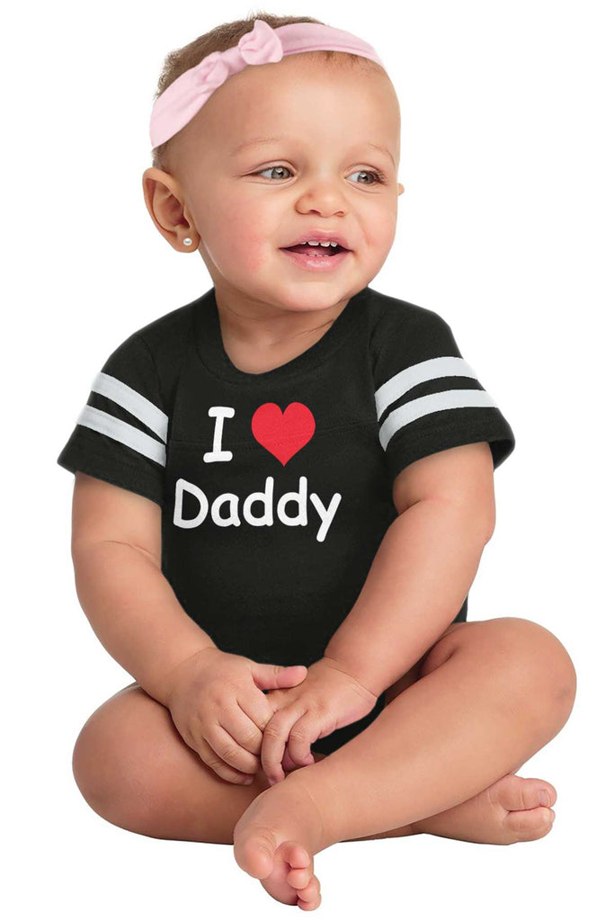 I Heart Daddy Football Romper Bodysuit-Direct To Garment Print-Brisco Baby