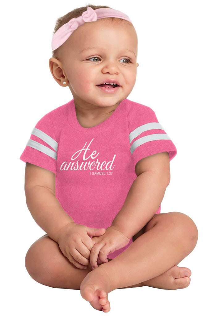 He Answered Football Romper Bodysuit-Direct To Garment Print-Brisco Baby