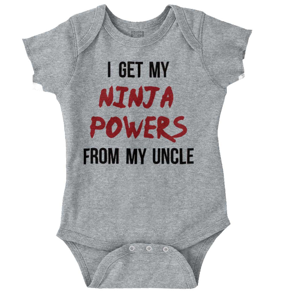 Get Ninja Powers From Uncle Romper Bodysuit-Direct To Garment Print-Brisco Baby