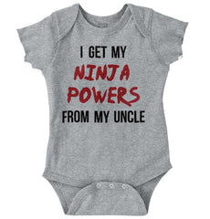 Get Ninja Powers From Uncle Romper Bodysuit-Direct To Garment Print-Brisco Baby