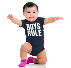 Boys Rule Romper Bodysuit-Direct To Garment Print-Brisco Baby