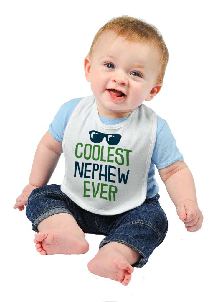 Coolest Nephew Ever Infant Baby Bib-Direct To Garment Print-Brisco Baby