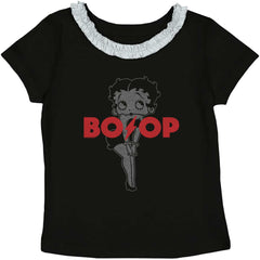 ACDC Boop Toddler Ruffled Trim T-Shirt-Direct To Garment Print-Brisco Baby