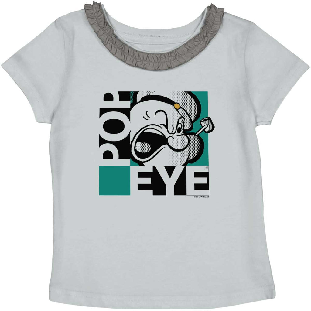 Popeye Pop Art Toddler Ruffled Trim T-Shirt-Direct To Garment Print-Brisco Baby
