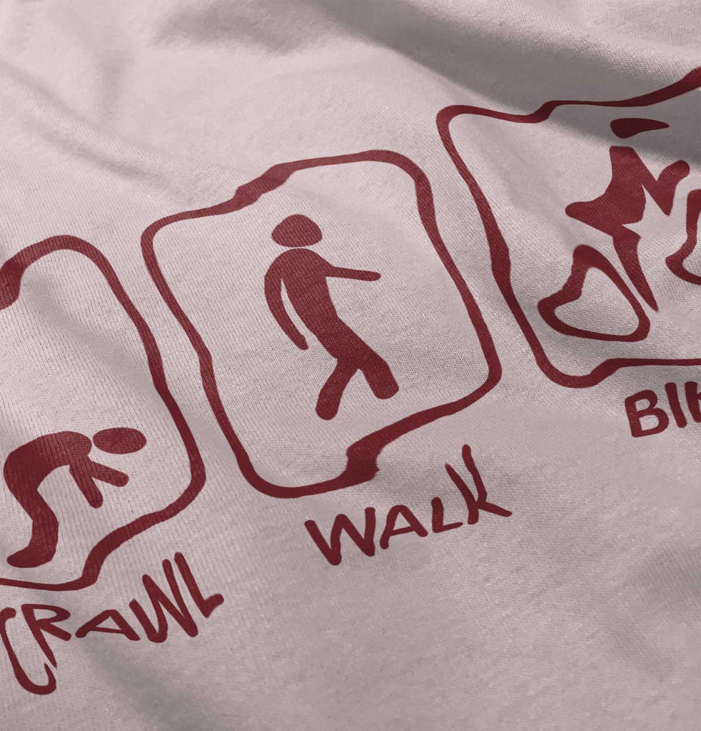 Crawl Walk Bike Baby Ruffled Trim Romper-Direct To Garment Print-Brisco Baby