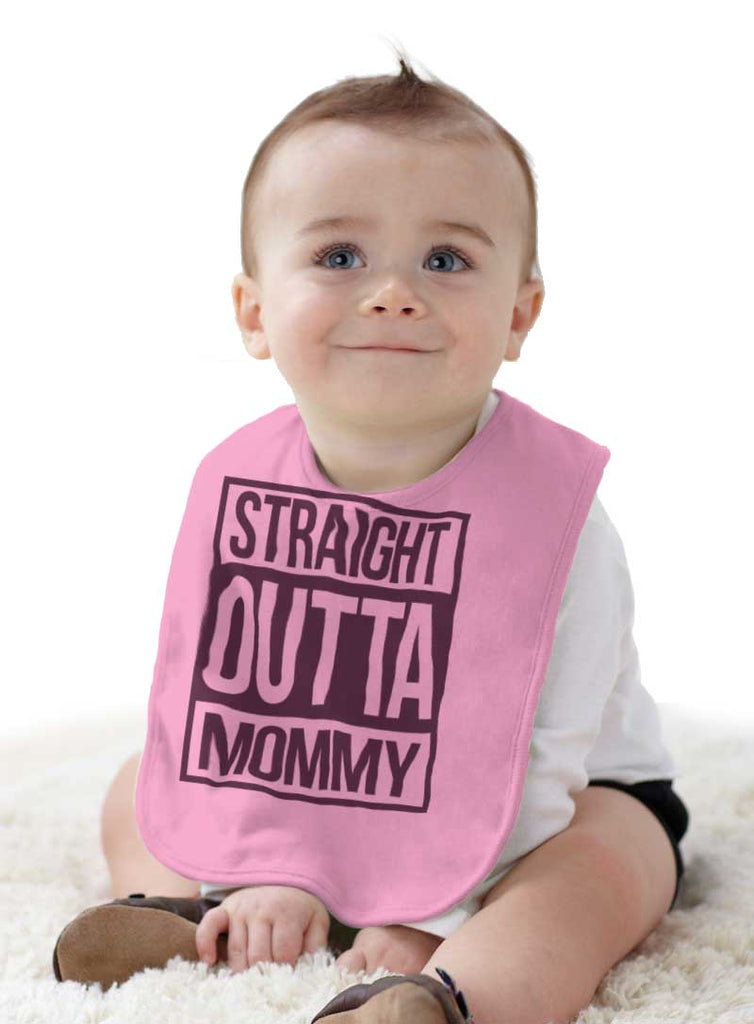Straight Outta Mommy Infant Baby Bib-Direct To Garment Print-Brisco Baby