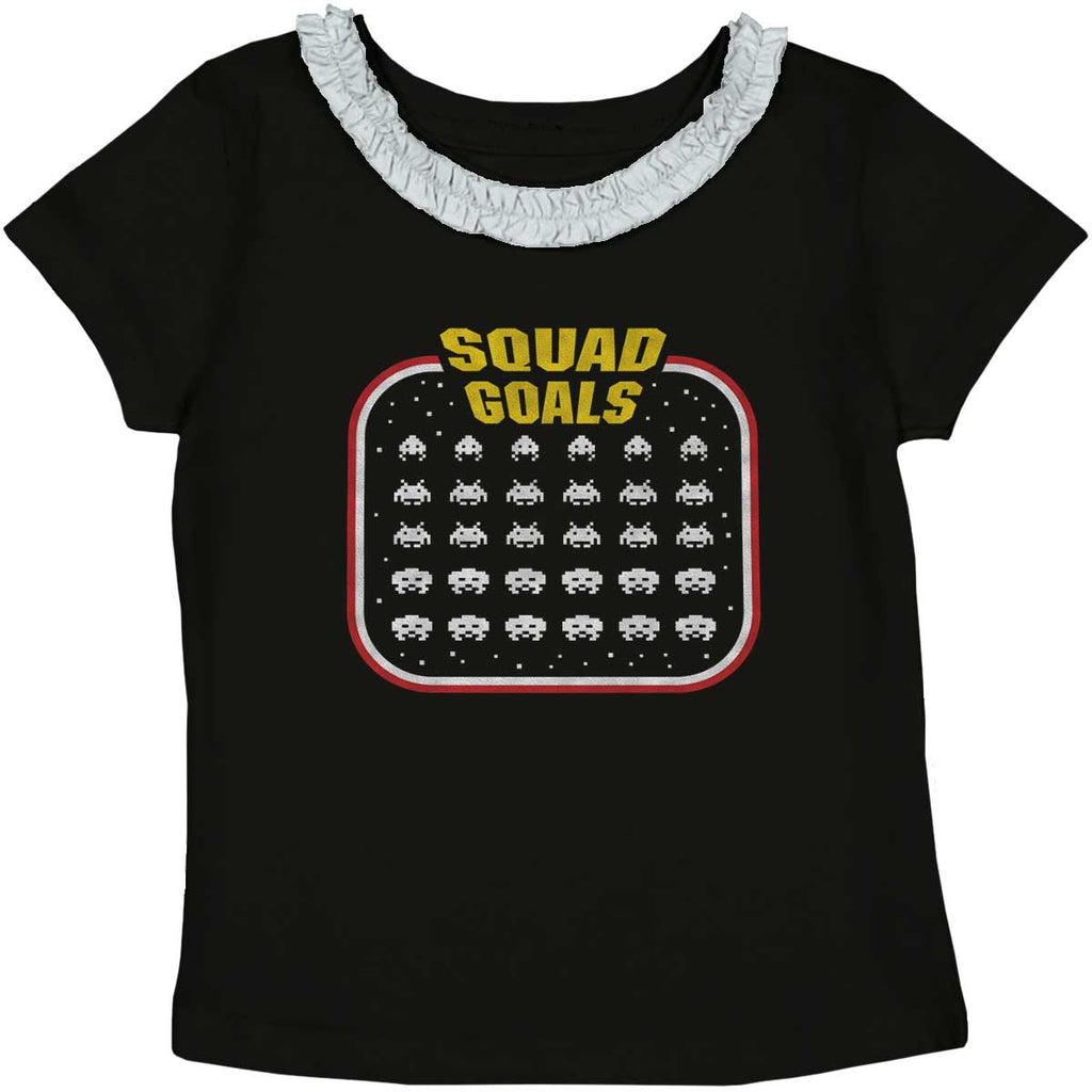 Squad Goals Video Gaming Nerd Toddler Ruffled Trim T-Shirt-Direct To Garment Print-Brisco Baby