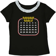 Squad Goals Video Gaming Nerd Toddler Ruffled Trim T-Shirt-Direct To Garment Print-Brisco Baby