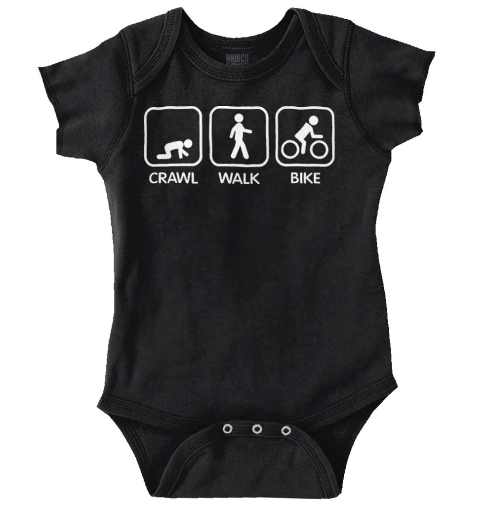 Crawl Walk Bike Romper Bodysuit-Direct To Garment Print-Brisco Baby