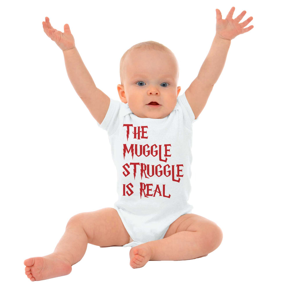 Muggle Struggle Is Real Romper Bodysuit-Direct To Garment Print-Brisco Baby