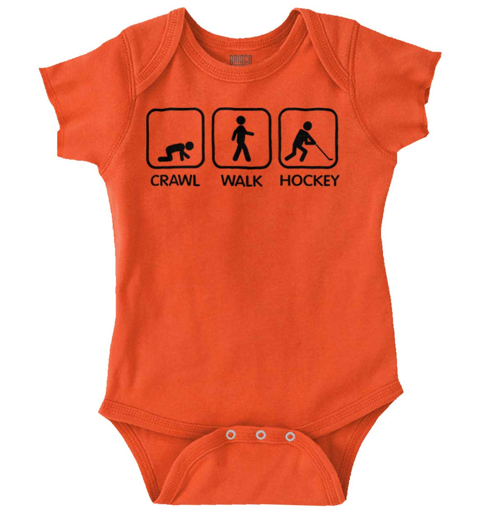 Crawl Walk Hockey Romper Bodysuit-Direct To Garment Print-Brisco Baby