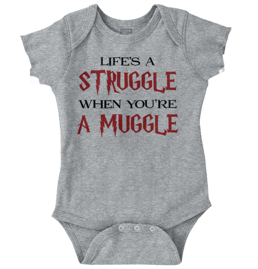 Struggle When Muggle Romper Bodysuit-Direct To Garment Print-Brisco Baby