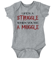 Struggle When Muggle Romper Bodysuit-Direct To Garment Print-Brisco Baby