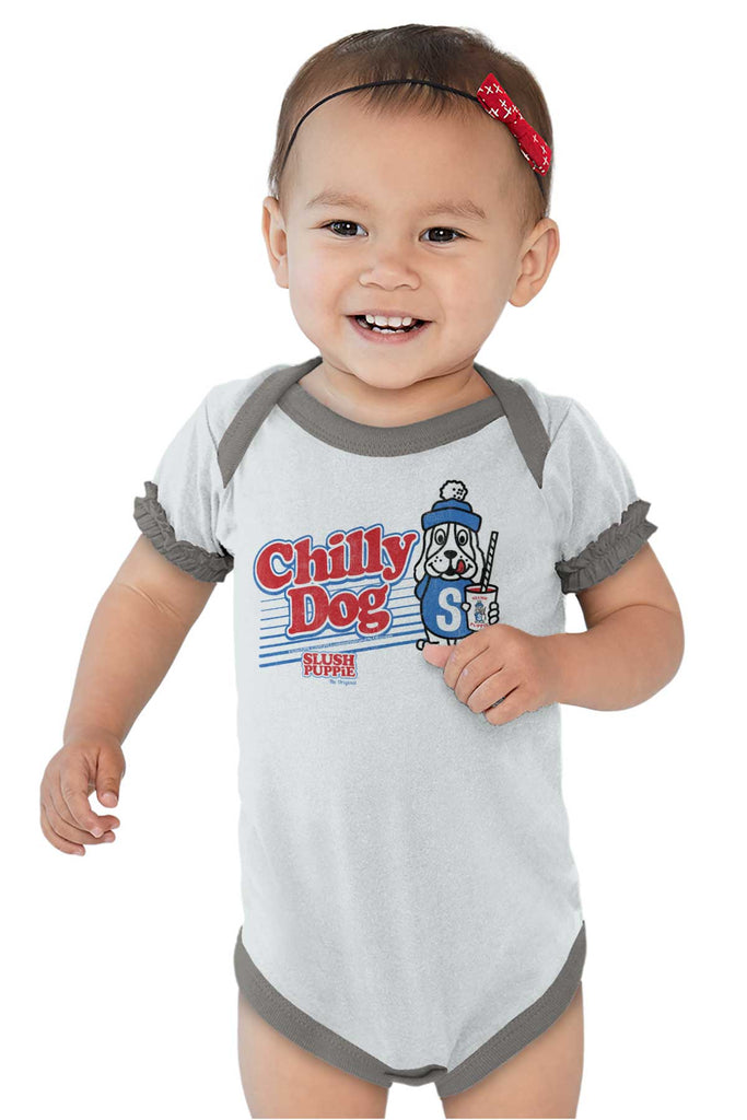 Chilly Dog Baby Ruffled Trim Romper-Direct To Garment Print-Brisco Baby