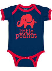 Elephant Peanut Baby Ruffled Trim Romper-Direct To Garment Print-Brisco Baby