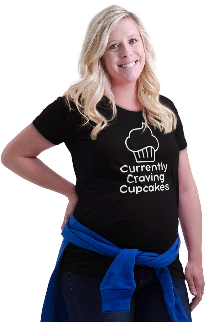 Currently Craving Cupcakes Maternity T-Shirt-Direct To Garment Print-Brisco Baby