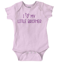I Love My Little Brother Romper Bodysuit-Direct To Garment Print-Brisco Baby
