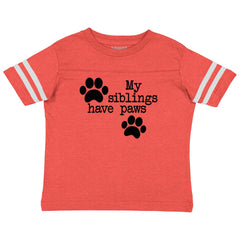 Siblings have paws Toddler Football Jersey Tee-Direct To Garment Print-Brisco Baby