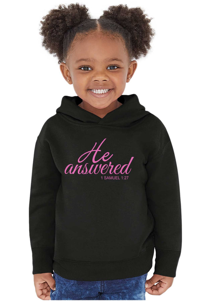 He Answered Toddler Pullover Hoodie-Direct To Garment Print-Brisco Baby