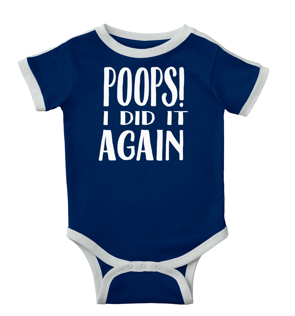 Poops I Did It Again Ringer Romper Bodysuit-Direct To Garment Print-Brisco Baby